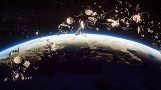 pieces of space junk of all shapes and sizes orbit the Earth