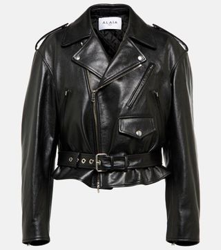 Cropped Leather Biker Jacket