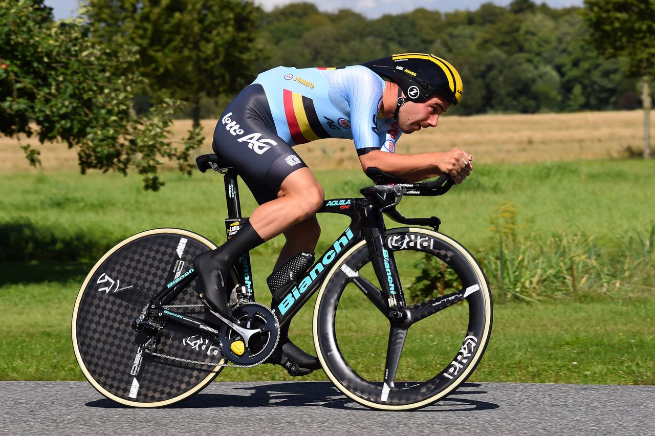 Victor Campenaerts (Belgium) rides to the win