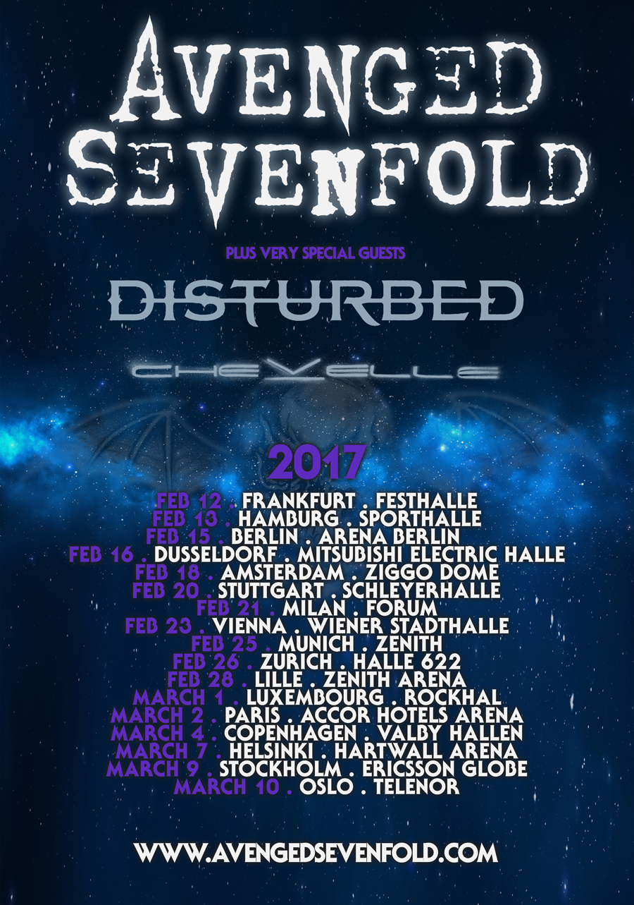 Avenged Sevenfold to tour Europe with Disturbed and Chevelle Louder