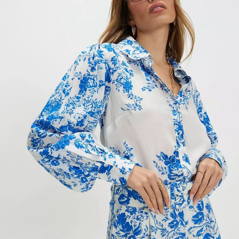 River Island, Border Print Blouse