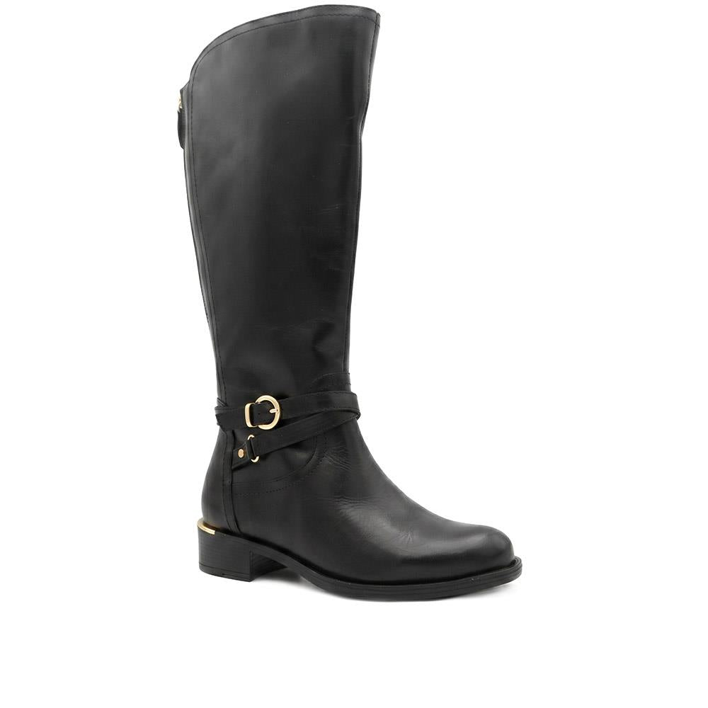 Wide Fit Leather Long Boots
