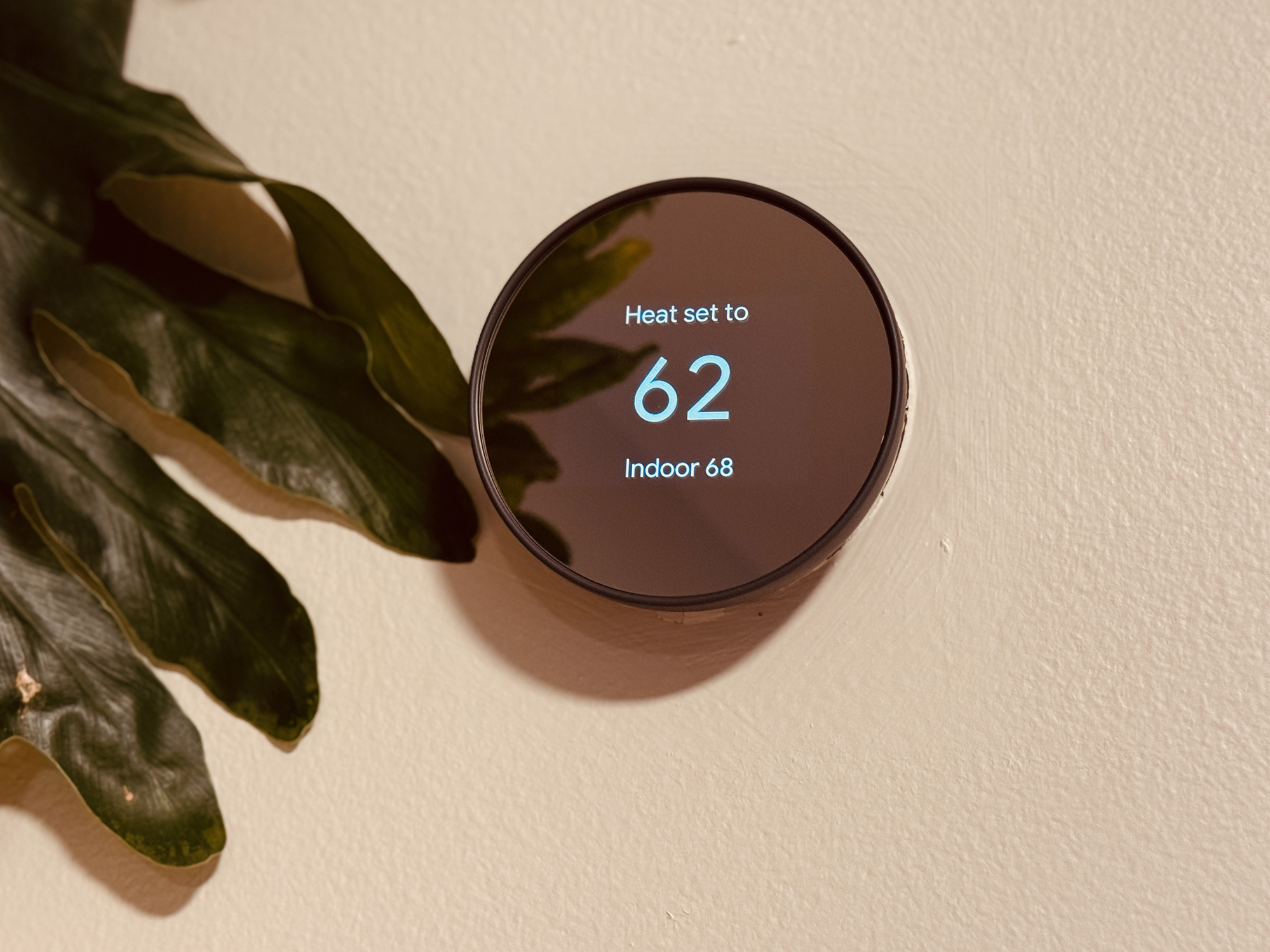 Smart thermostat set to 62 degrees
