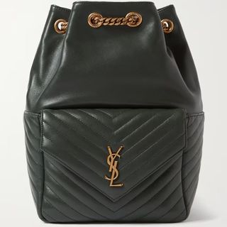 designer backpack in black leather and YSL logo