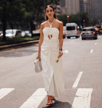 woman wearing white dress