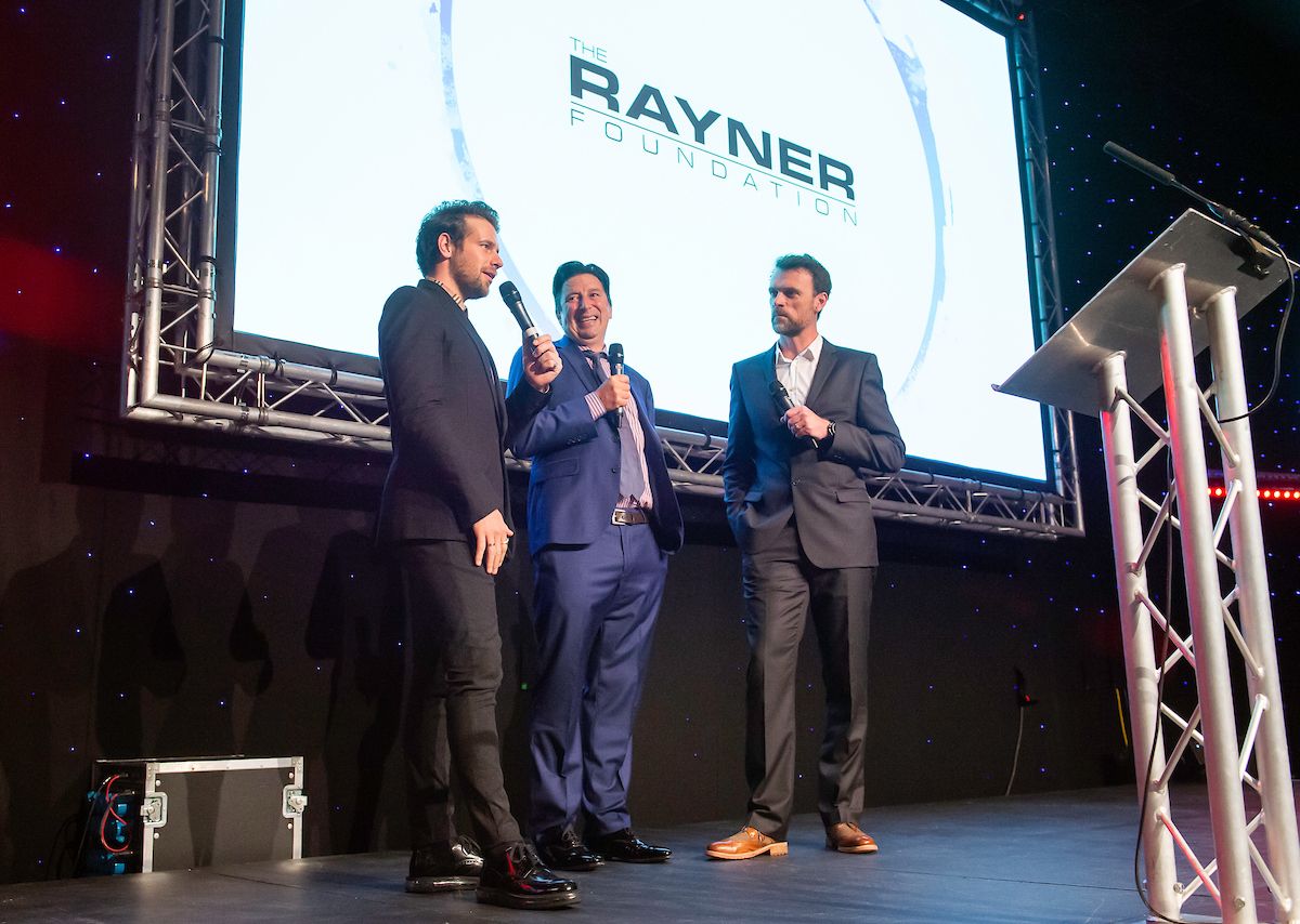 Adam Blythe on stage with Tim Harris and Rob Hayles