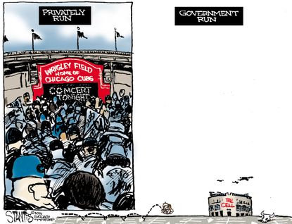 Editorial cartoon U.S. Chicago Cubs stadium
