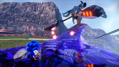 Sonic runs towards a guardian in Sonic Frontiers