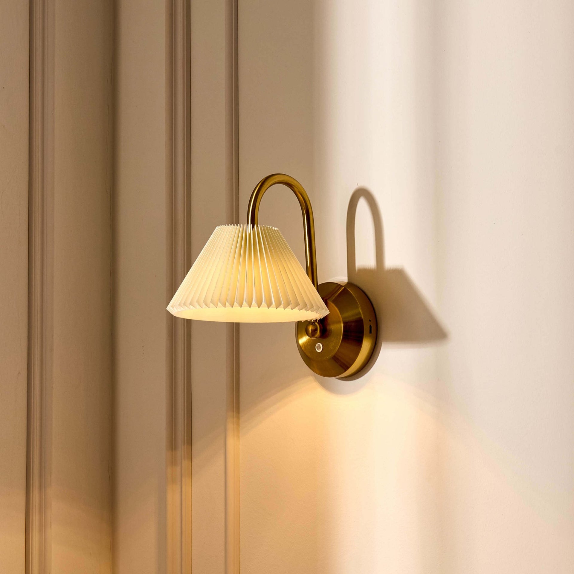 Twila Rechargeable Pleated Wall Light - Brass