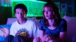 (L-R) Justice Smith as Owen and Brigette Lundy-Paine as Maddy in &quot;I Saw the TV Glow&quot; 