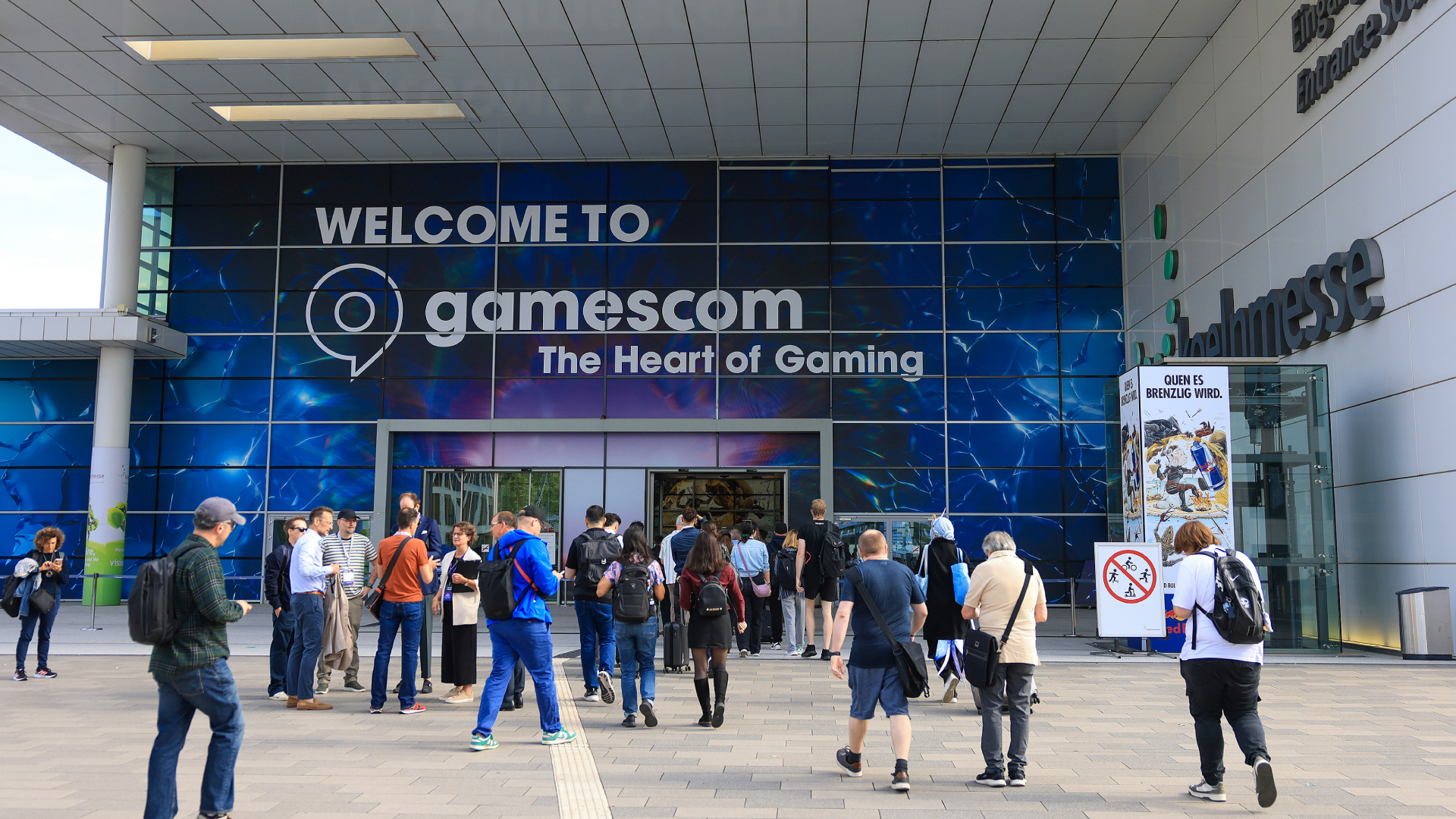 Visitors arrive at the Gamescom computer gaming fair in Cologne, Germany, on Wednesday, Aug. 26, 2026.