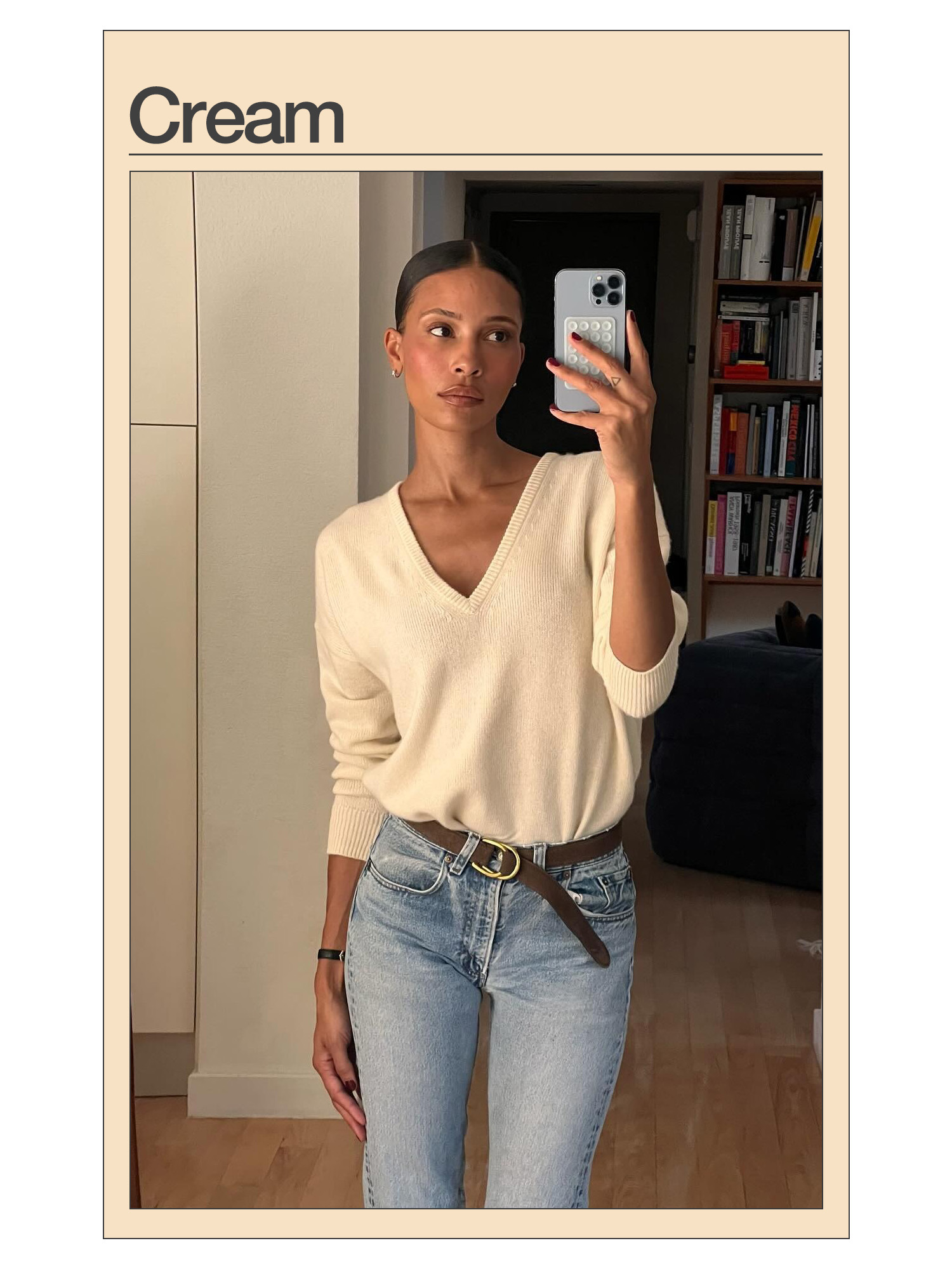 Influencer Tylynn wearing a cream sweater