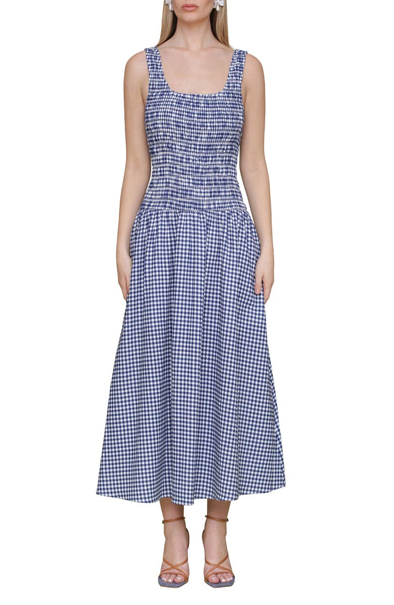 Smocked Sleeveless Fit & Flare Maxi Dress