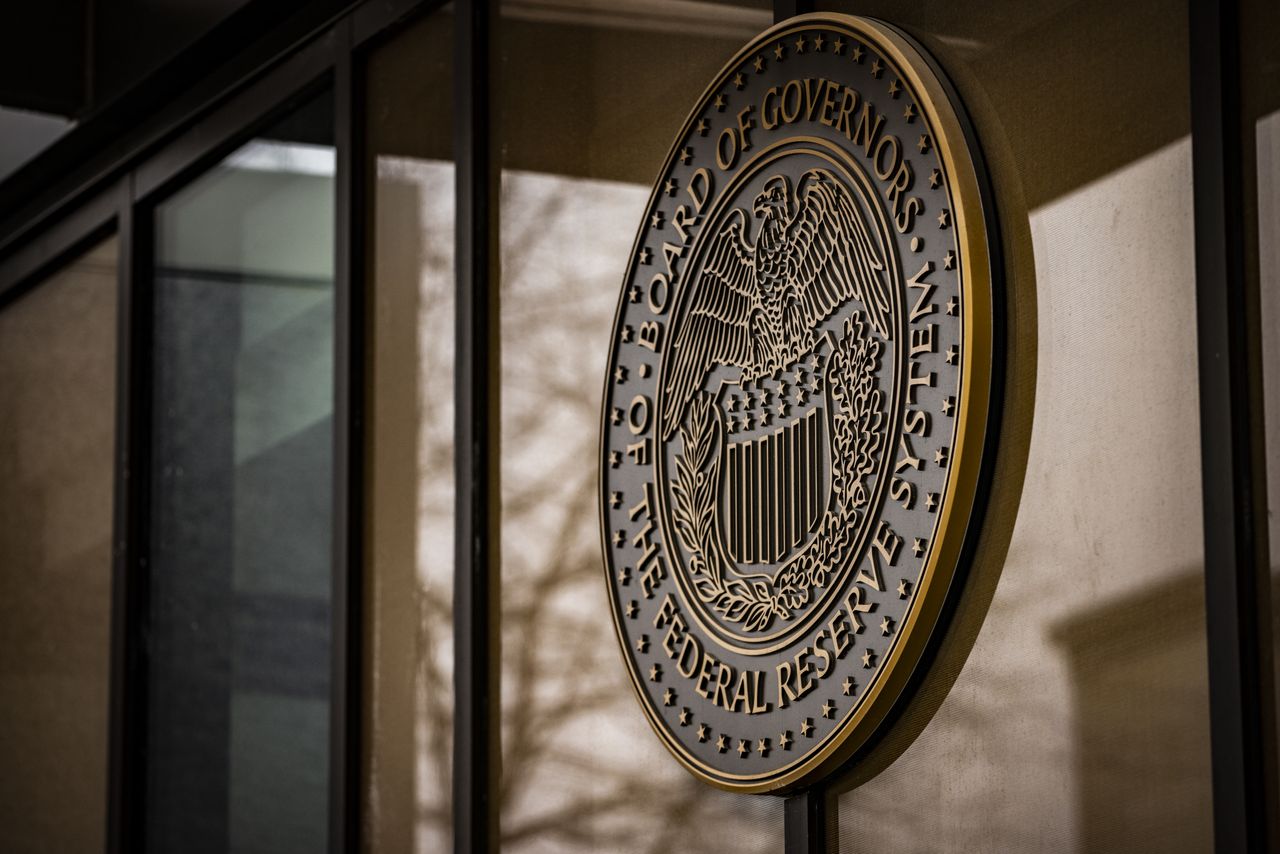 Entrance to the Federal Reserve headquarters. 