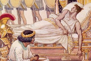 A painting of Alexander the Great on his deathbed