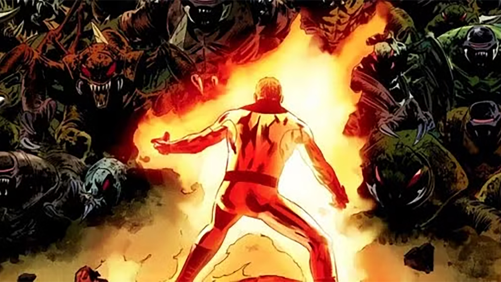 Johnny Storm facing the Annihilation Wave
