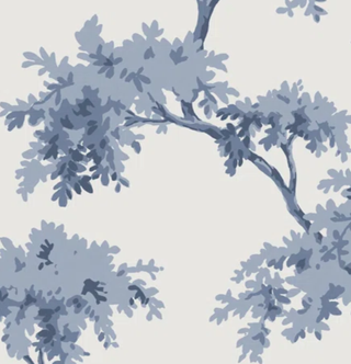 blue tree patterned wallpaper