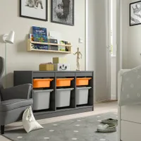IKEA TROFAST Storage combination with boxes, gray white/gray