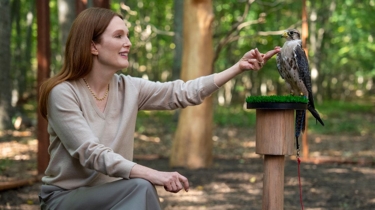 Michaela Kell (Julianne Moore) petting a bird in a promotional still from Netflix&#039;s &quot;Sirens&quot;