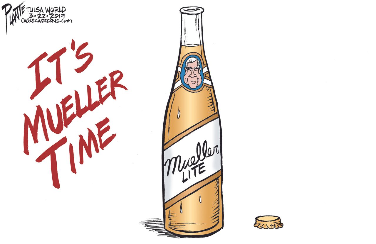 Political Cartoon U.S. Mueller time Trump Miller