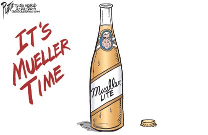 Political Cartoon U.S. Mueller time Trump Miller