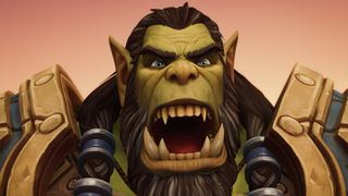 An orc from World of Warcraft roars at the screen