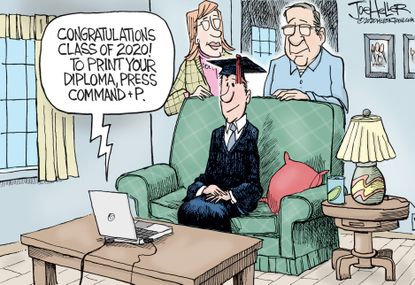 Editorial Cartoon U.S. college coronavirus distance learning