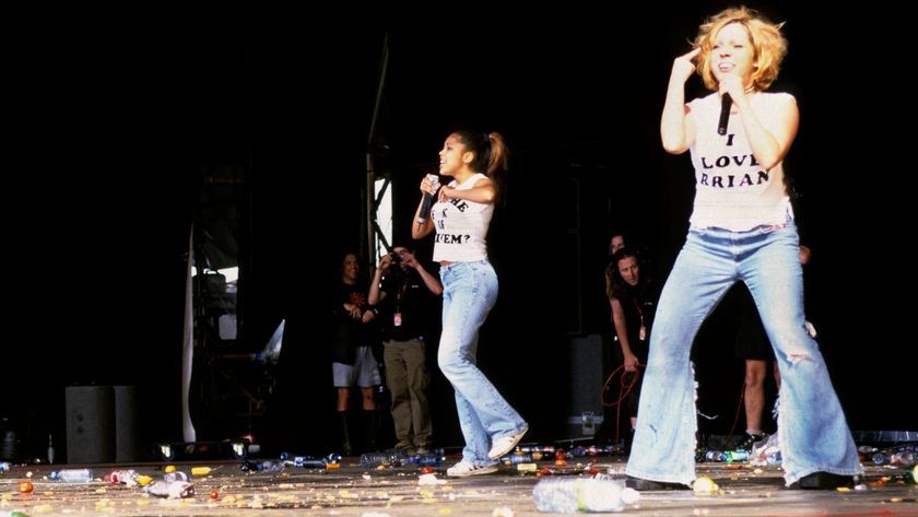 Daphne and Celeste on stage surrounded by trash