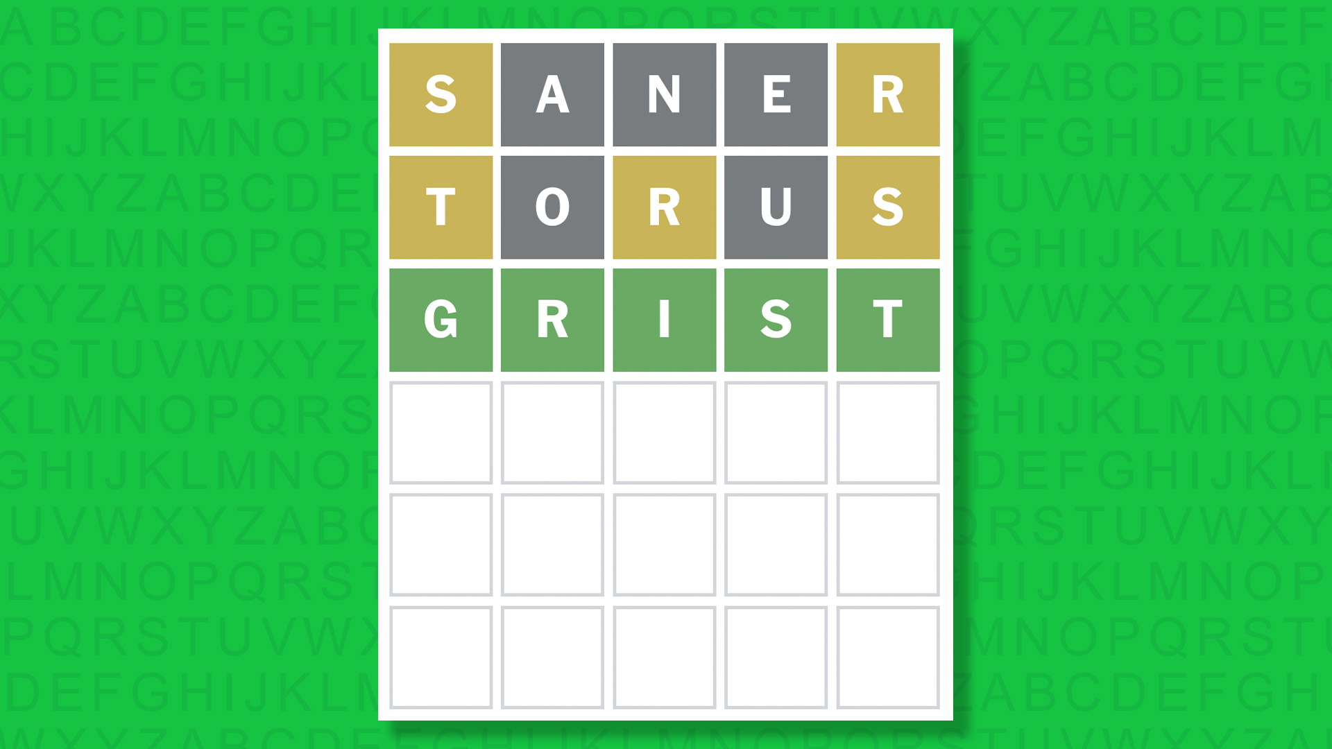 NYT Wordle answer for game 1957 on a green background