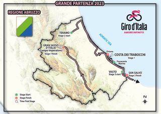 The map of the Grande Partenza stages of the 2023 Giro d'Italia