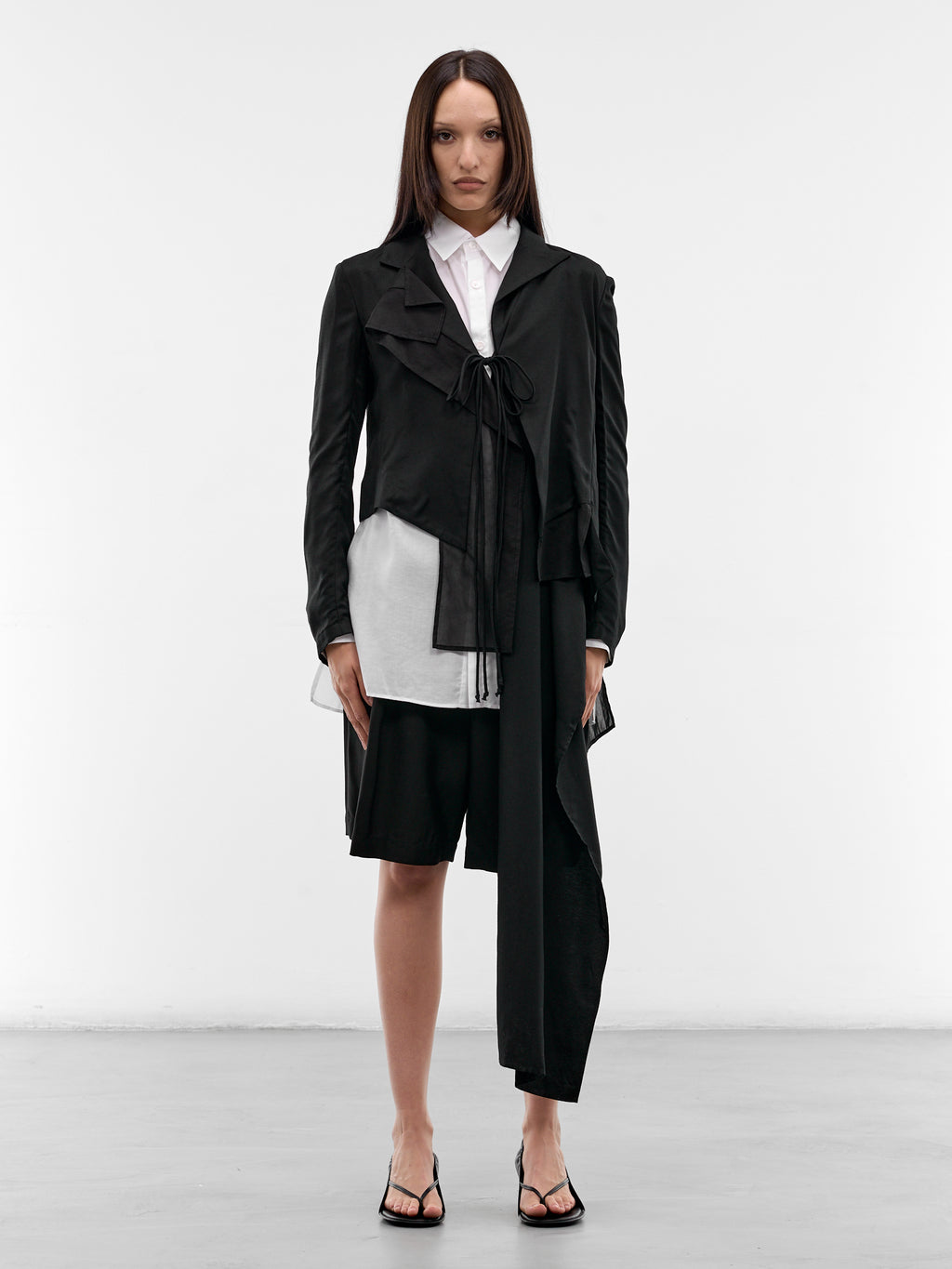 Black Asymmetric Draped Jacket (fk-J63-802-1-Black)