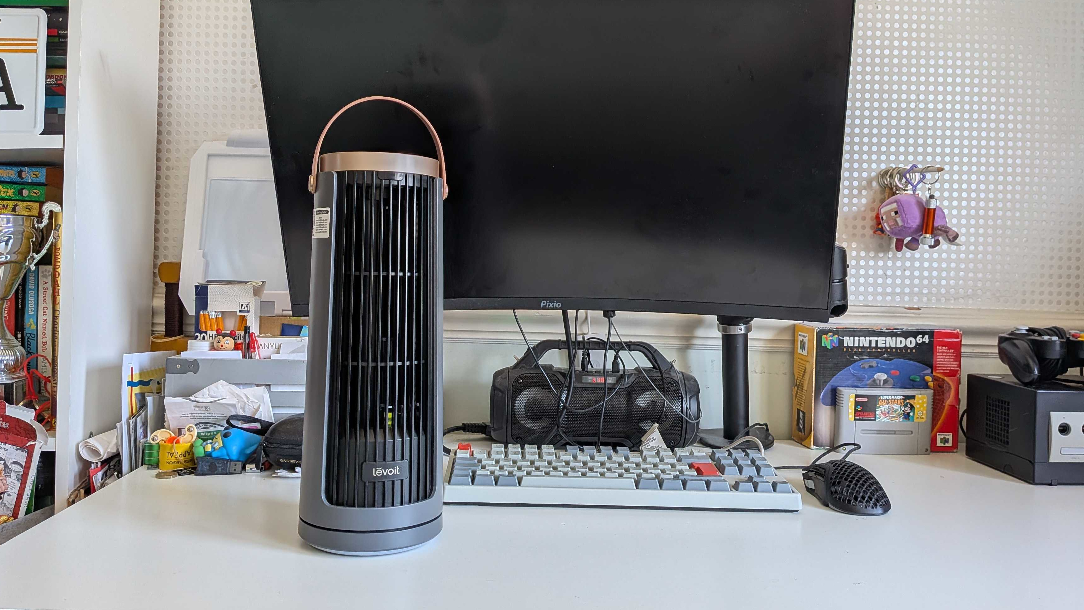 Levoit tower fan in son's bedroom
