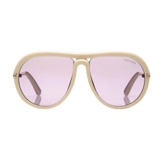 Pair of pink tinted pilot style Tom Ford sunglasses