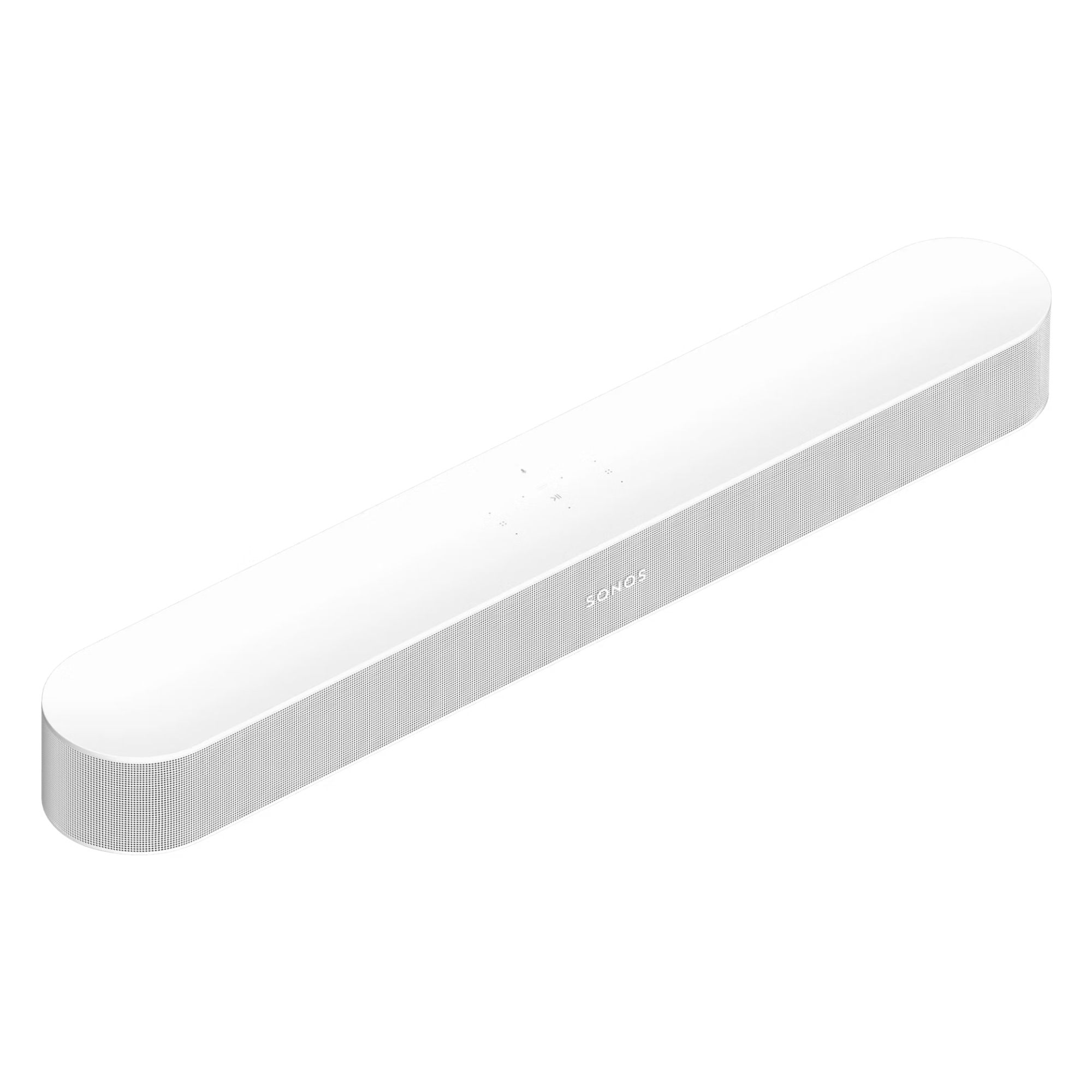 Sonos Beam Gen 2 soundbar in white, against white background.