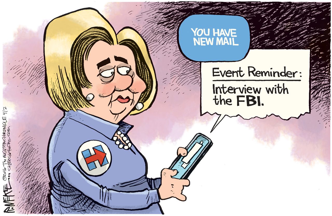 Political Cartoon U.S. Hillary Emails 2016