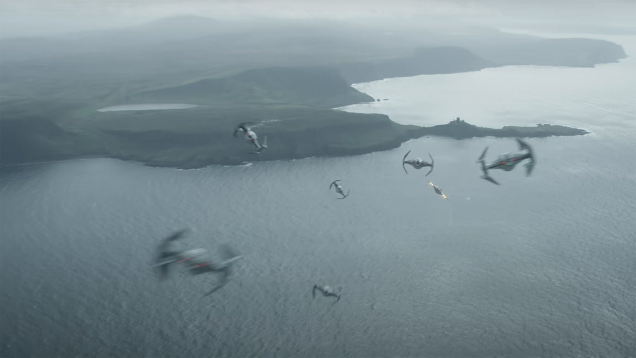 A group of TIE interceptors chase a Gauntlet spaceship in The Mandalorian season 3