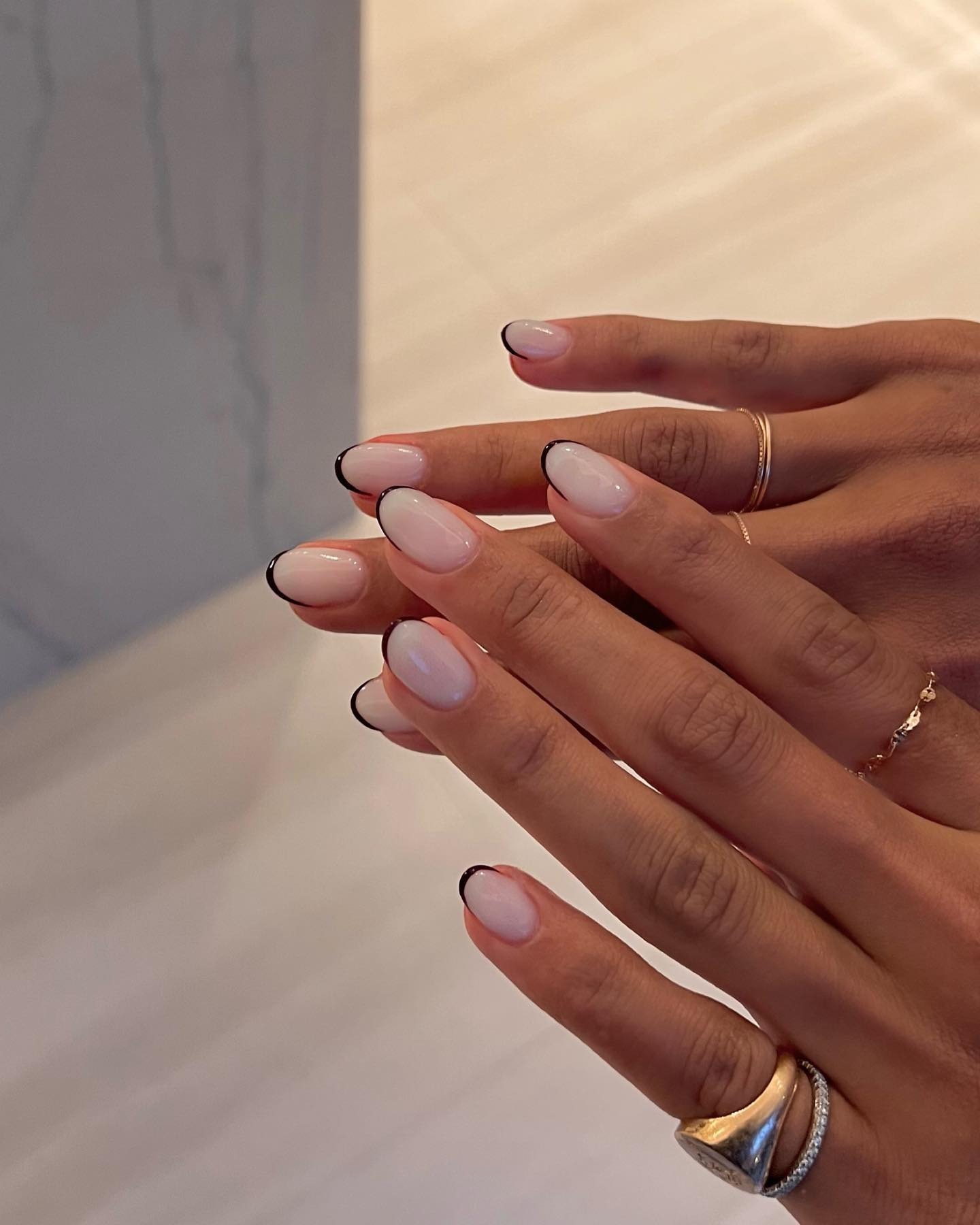 Licorice French simple nail design