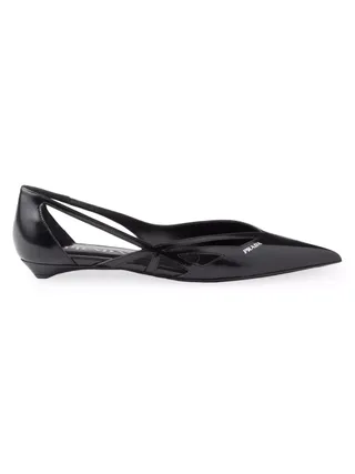 Prada, Brushed Leather Cut-Out Ballerinas