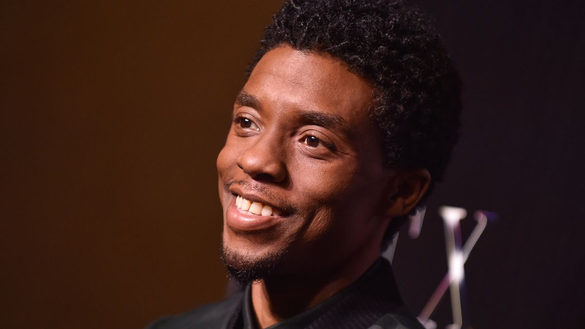 Chadwick Boseman at a press event