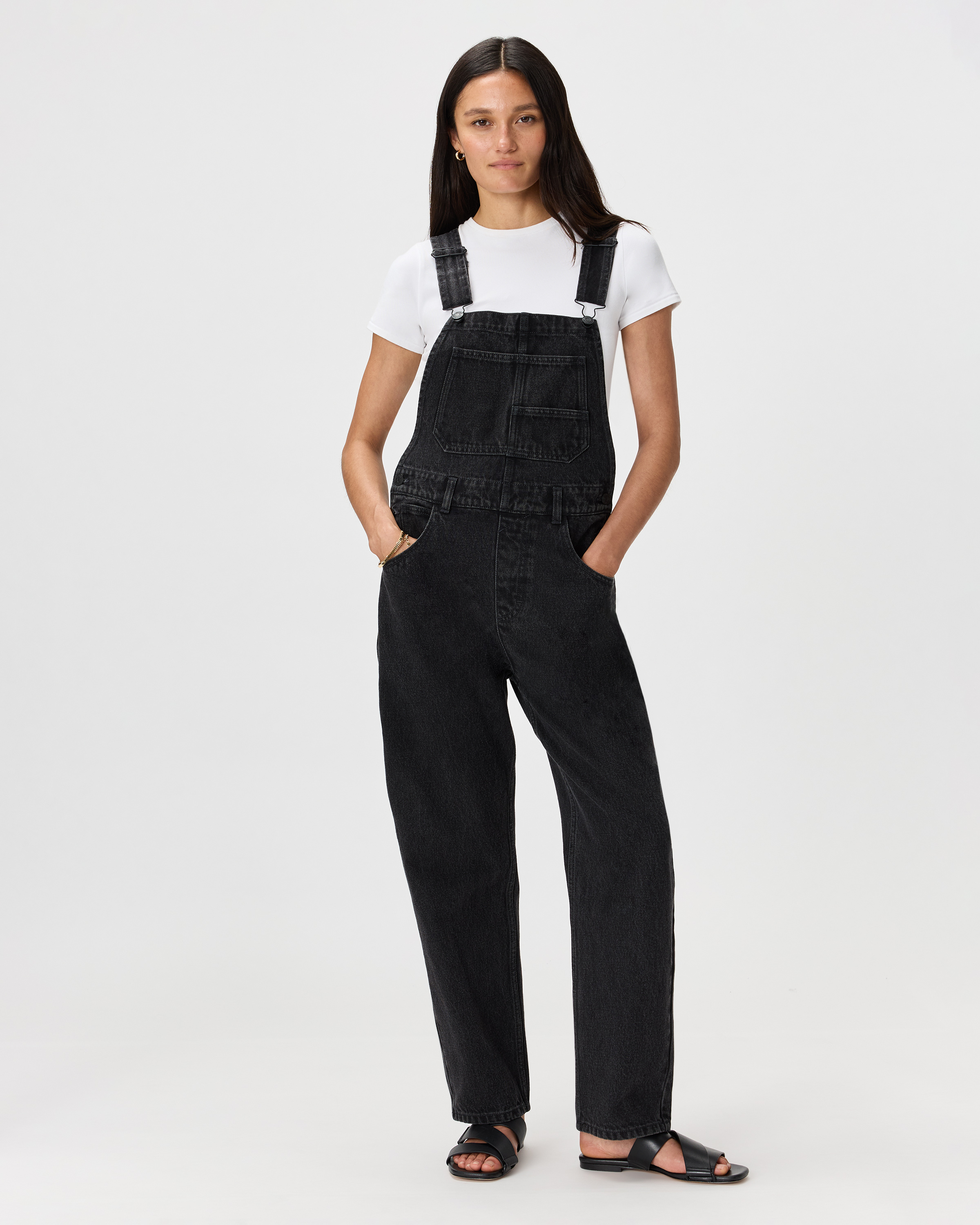 100% Organic Denim Overalls in Vintage White
