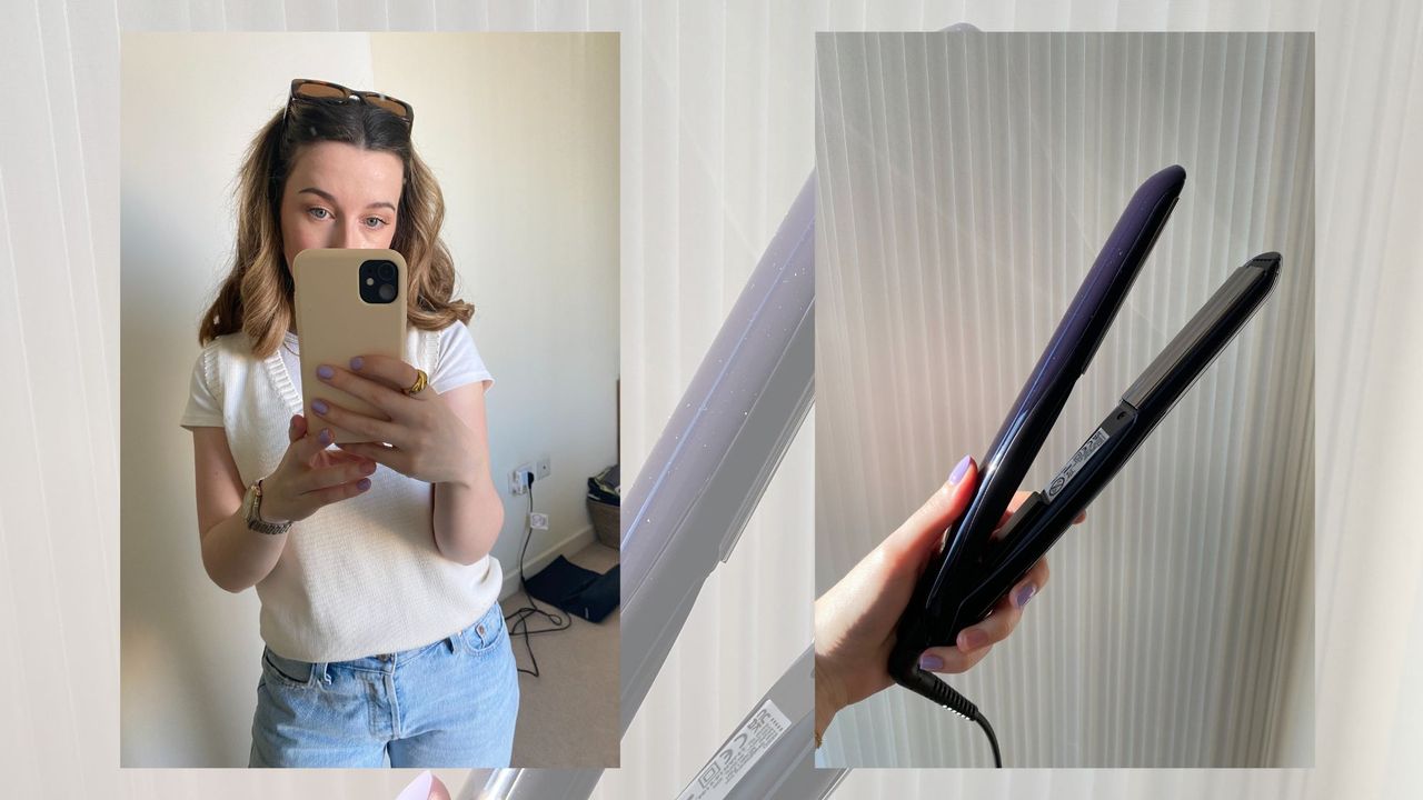 Beauty writer, Grace Lindsay, testing the KEEO hair straightener