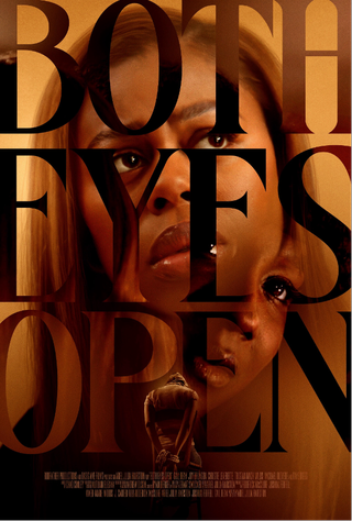 the poster for the movie both eyes open featuring a woman looking confused up into the distance