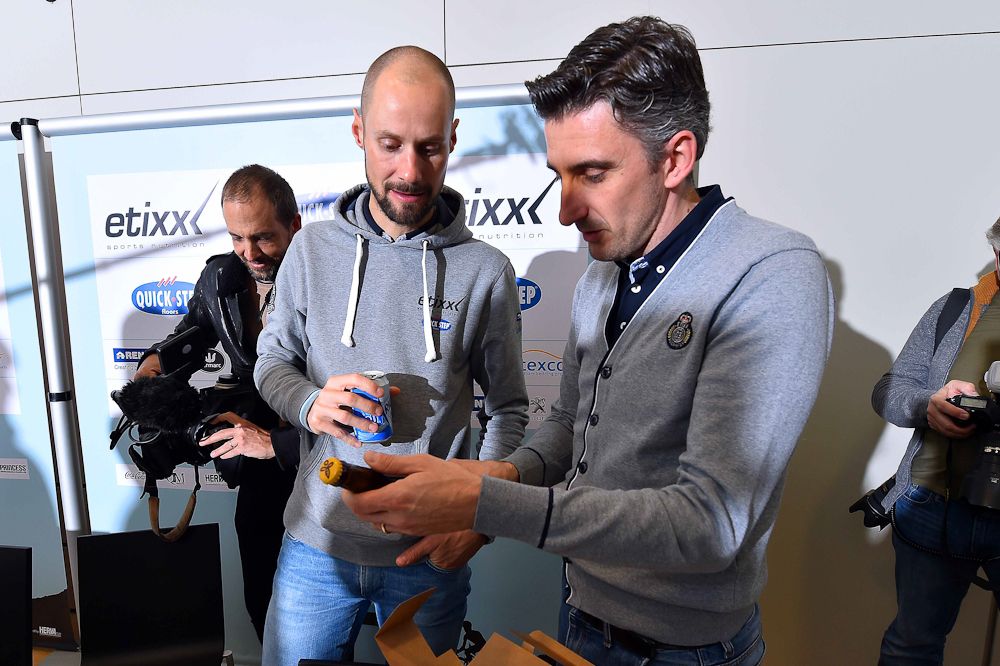 Tom Boonen and Alessandro Tegner, press officer for Etixx-QuickStep