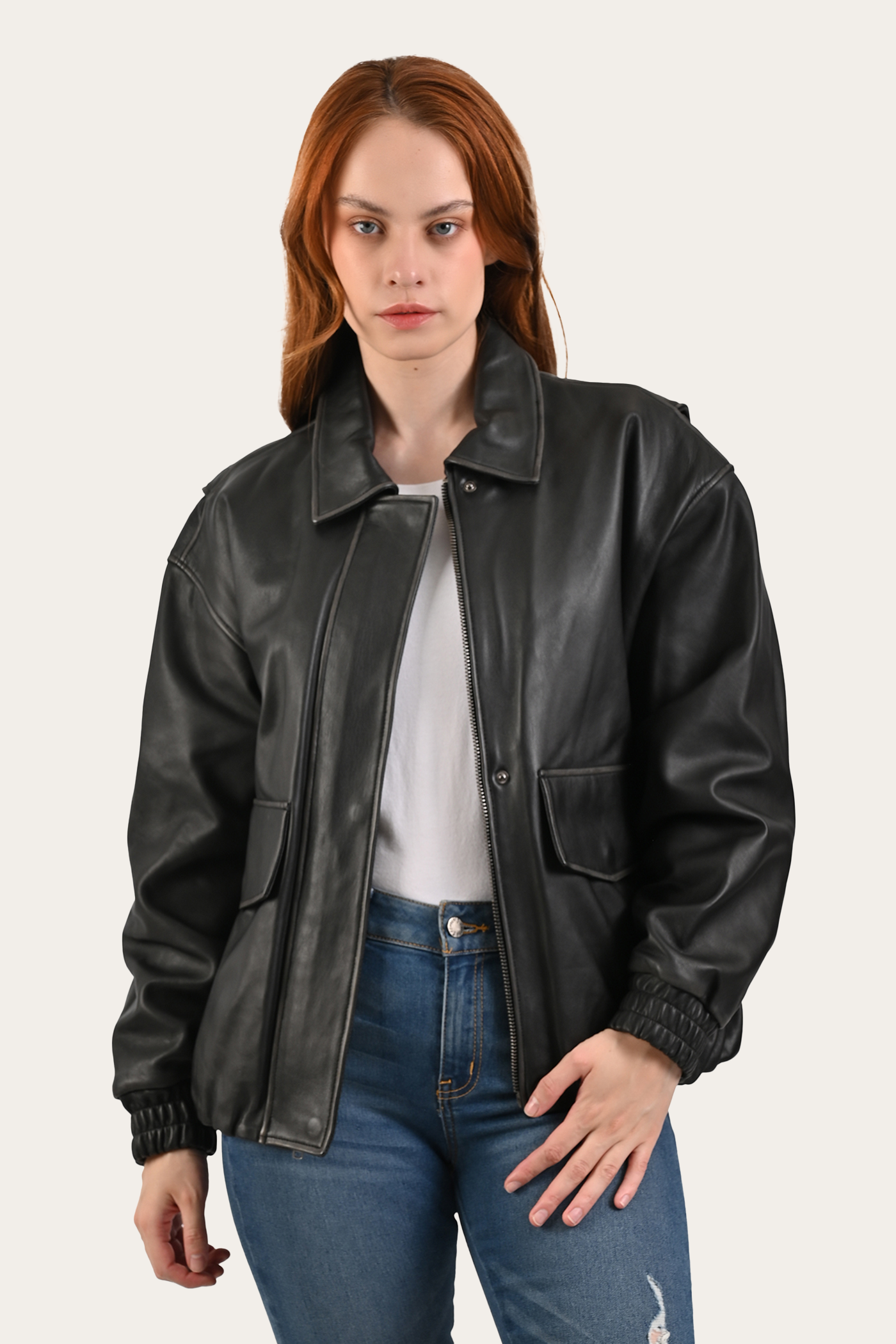 Harper Oversized Bomber in Black