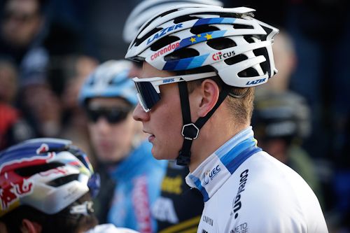 Mathieu Van der Poel waits for the start in Zolder