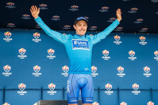 Gavin Mannion (UnitedHealthcare) wins stage 2 of the 2018 Colorado Classic and takes over the blue leader's jersey