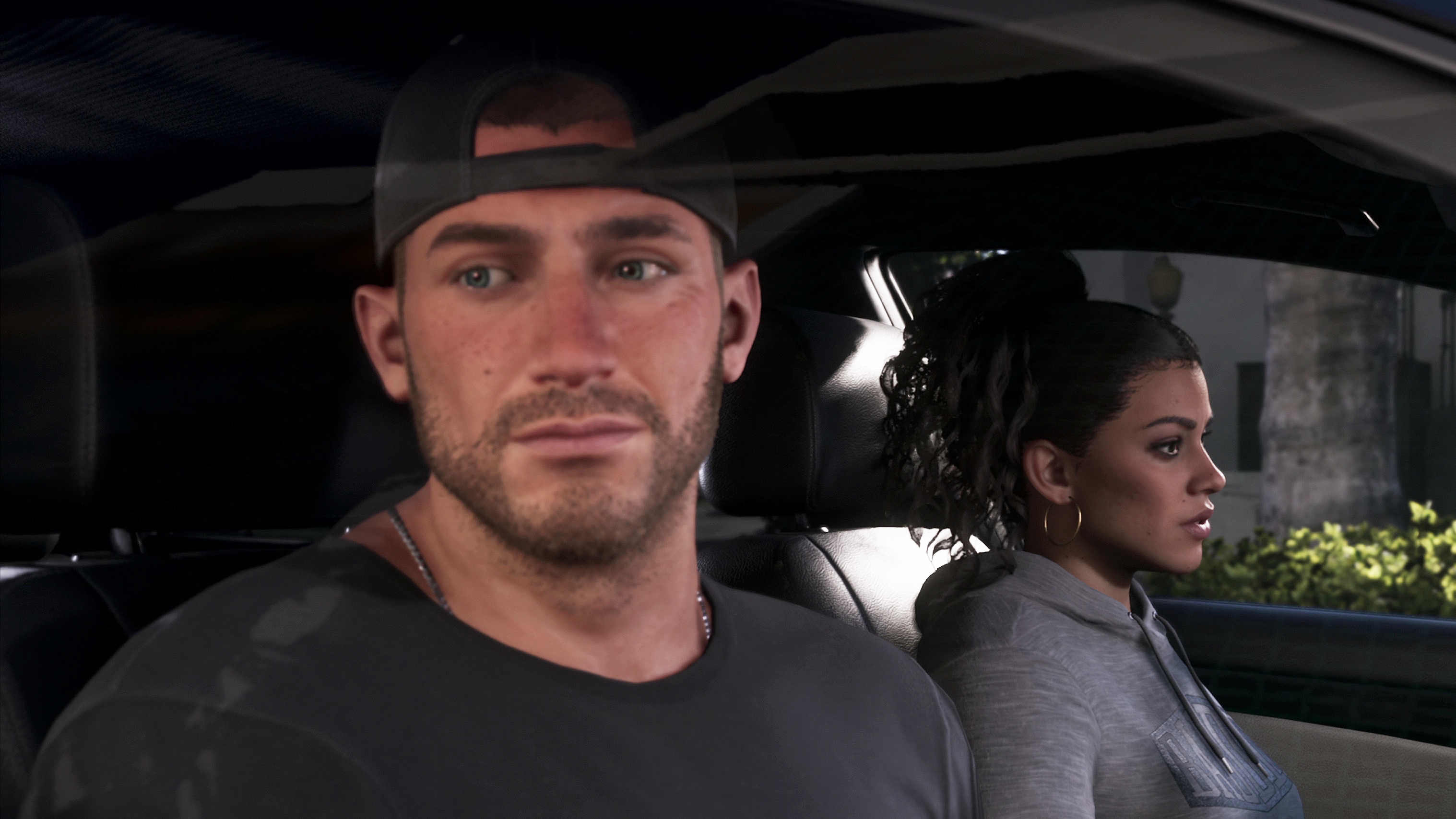 Jason and Lucia sitting in a car