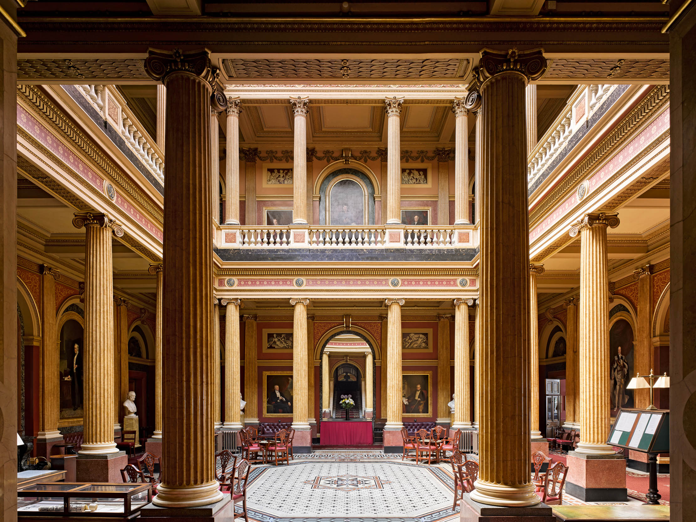 Fig 1: Italy comes to London: the double galleries encircling the central atrium. The Reform Club, Pall Mall, St. James&#039;s, London SW1. Photographed by Will Pryce for Country Life. ©Country Life