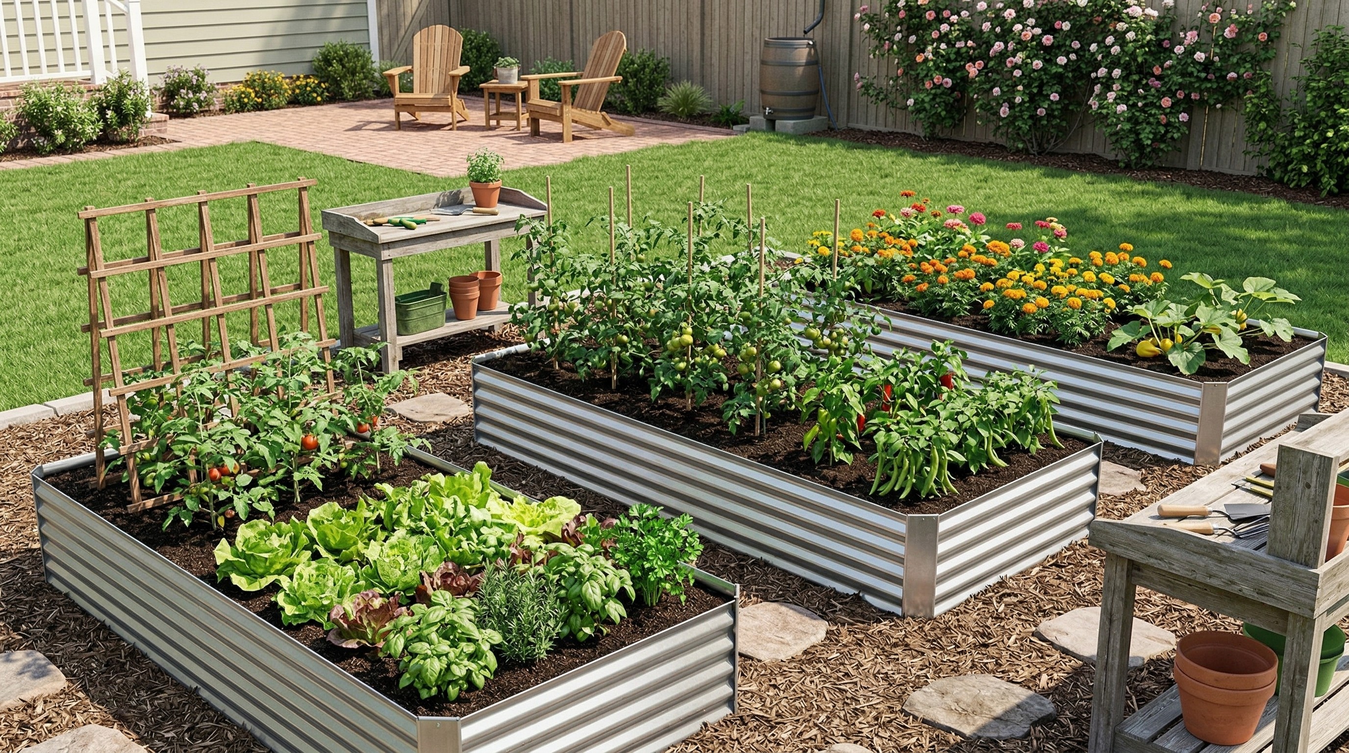 Galvanized steel raised beds