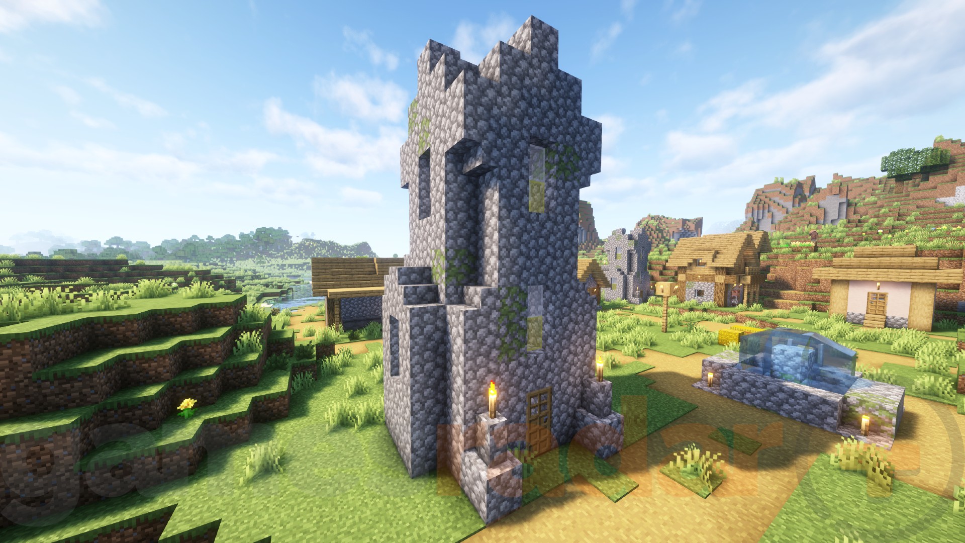 A plains Cleric house in a Minecraft village.